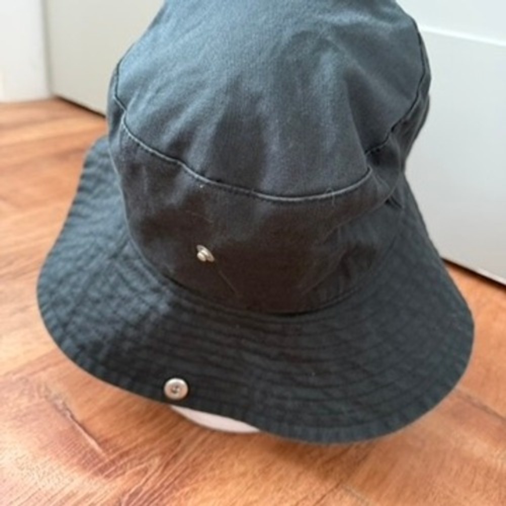 Ganni Bucket Hat Women M/L Black Embroidered Logo‎ Cotton Twill Outdoor Beach - Picture 6 of 10